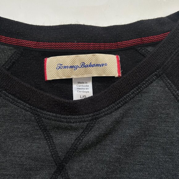 Tommy Bahama Shirt Mens Large Gray Black Logo Raglan Sleeve Performance Pullover - Picture 3 of 12